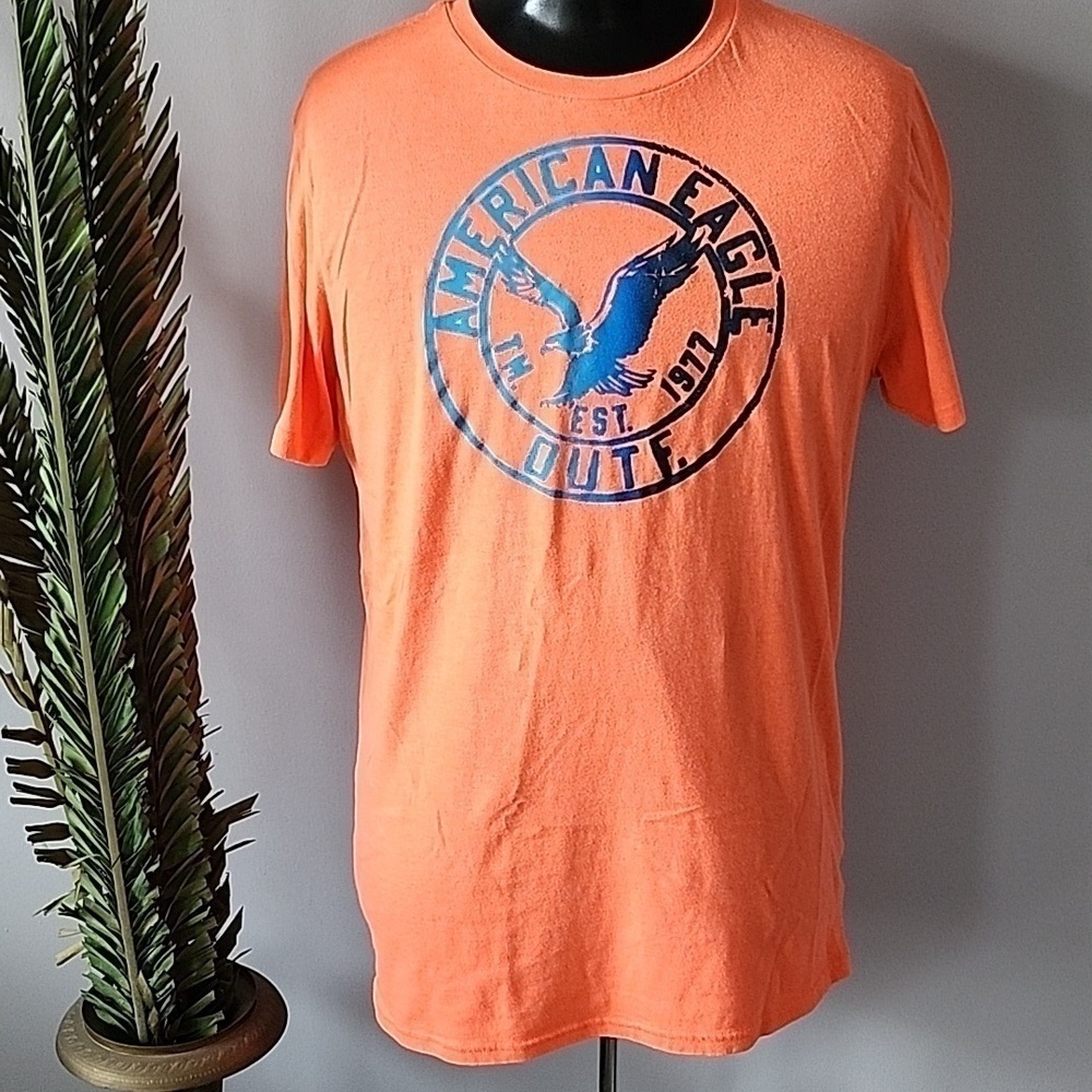 American Eagle heathered orange graphic print tee Size: LT